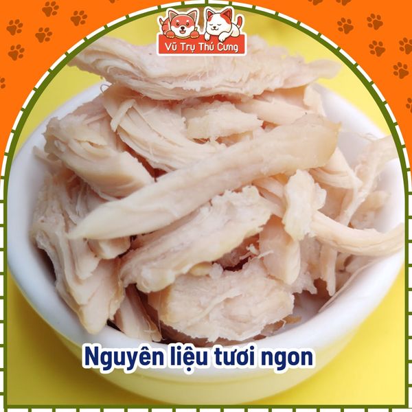 Combo 5 Gói Ức Gà Hấp Nguyên Miếng Cho Chó Mèo CattyMan