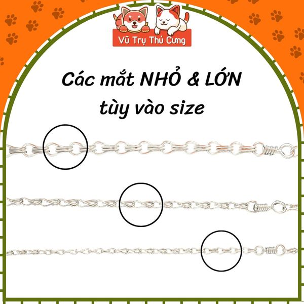 Dây Xích Inox 2 Móc Cho Thú Cưng Nhiều Size2