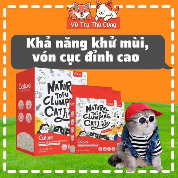 Cát đậu nành Tofu Cature hương Sữa, túi 7L (2,8Kg), Cát vệ sinh cho Mèo không bụi, khử mùi trong phòng kín