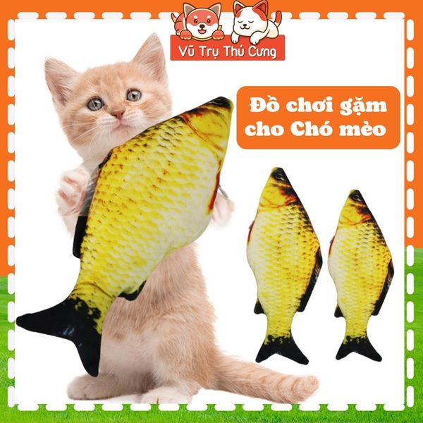 Đồ Chơi Cho Chó Mèo-Cá Nhồi Bông Kèm Catnip Thư Giãn