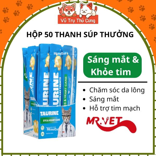 HỘP 50 THANH Súp Thưởng Cho Mèo Mượt Lông, Hỗ Trợ Tiêu Hóa Mr.Vet