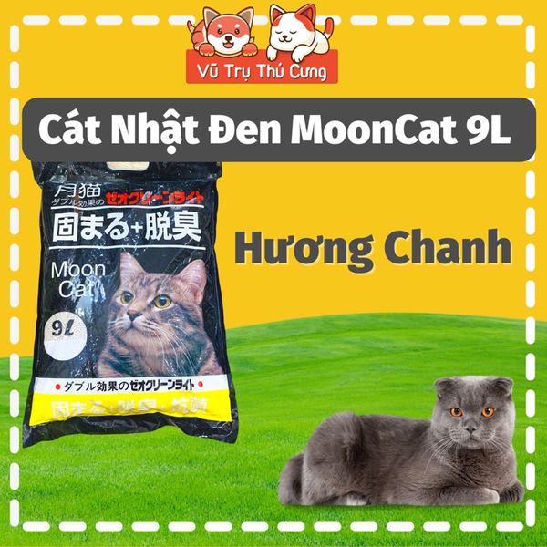 (1 tải 6 bao) Cát Nhật đen MoonCat 9L chính hãng, Cát vệ sinh cho mèo khử mùi, vón cục tốt