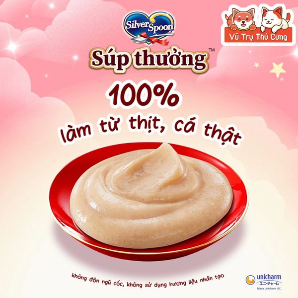 Súp Thưởng Cho Mèo Silver Spoon Thái Lan Từ Thịt Cá Thật (Túi 4 Thanh)