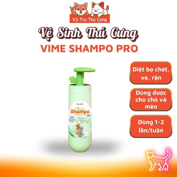 Sữa Tắm Làm Sạch Ve, Rận, Bọ Chét Cho Thú Cưng Vime Shampo Pro 300ml
