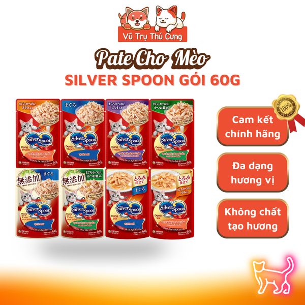 Pate Cho Mèo Silver Spoon Gói 60g Đa Dạng Hương Vị Xuất Xứ Thái Lan