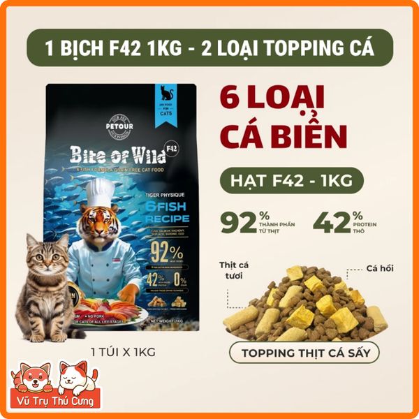Thức Ăn Cho Mèo Bite Of Wild F42 Thành Phần 6 Loại Cá Biển, Protein 42%, Giúp Mượt Lông Da