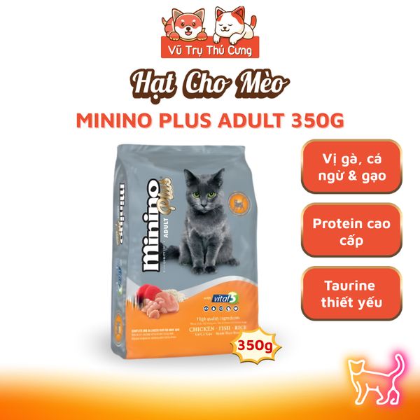 Thức Ăn Hạt Cho Mèo Minino Adult Plus - Vị Gà, Cá Ngừ & Gạo