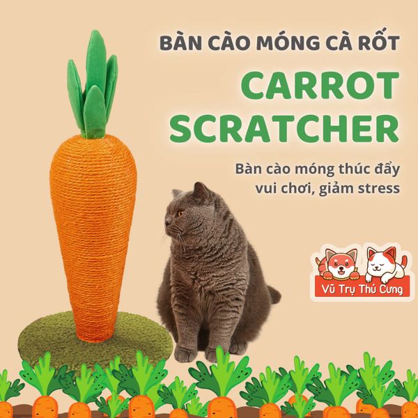 Bàn Cào/ Trụ Cào Móng Cho Mèo Hình Quả Cà Rốt Thương Hiệu FoFos