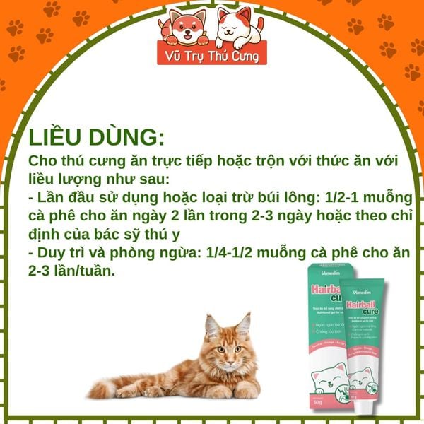 Gel Tiêu Búi Lông Cho Mèo Hairball Cure Vemedim 50g