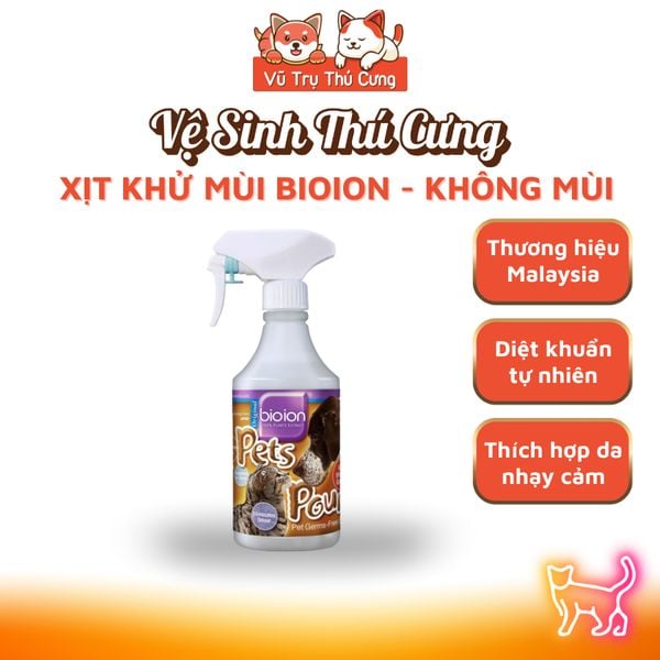 Xịt Khử Mùi Cho Thú Cưng BIOION Pet Pounce Chai 500ml, Thành Phần Lành Tính, Không Cồn