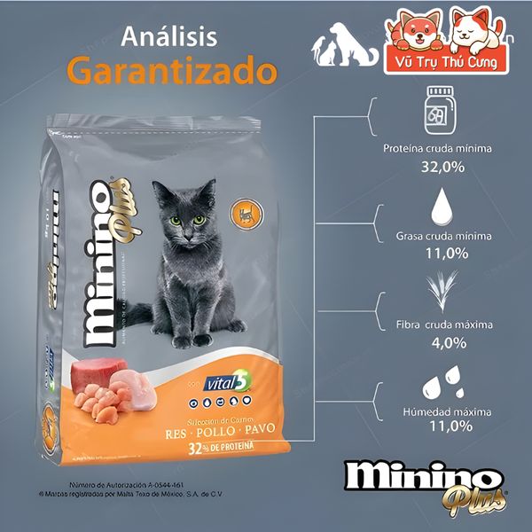 Thức Ăn Hạt Cho Mèo Minino Adult Plus - Vị Gà, Cá Ngừ & Gạo