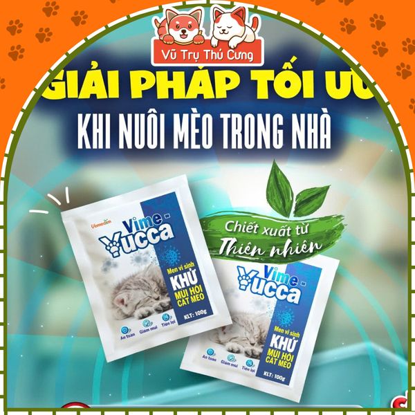 Men Vi Sinh Khử Mùi Hôi Cát Mèo, Giảm Vi Khuẩn Vime Yucca 100g2