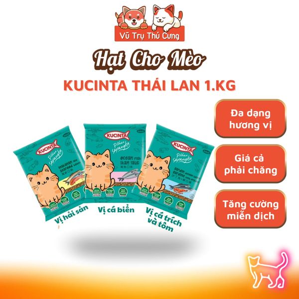 Thức Ăn Hạt Cho Mèo Kucinta Thái Lan 1Kg