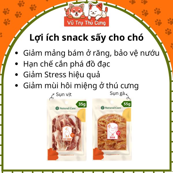 Snack Sấy Cho Chó Sụn Gà Vịt Natural Core 55g2