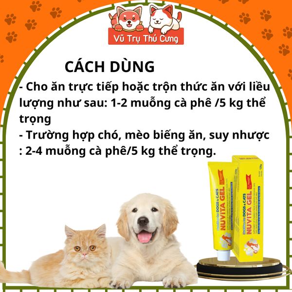 Gel Dinh Dưỡng Bổ Sung Vitamin Khoáng Chất Cho Chó Mèo Vemedim Nuvita Gel 120g