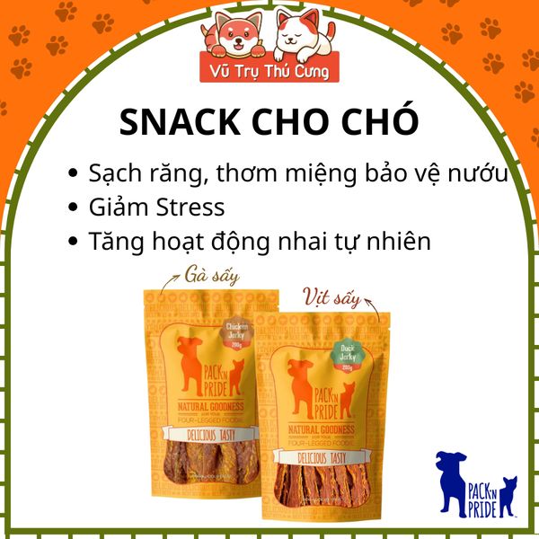 Snack Cho Chó Thịt Gà Vịt Sấy Pack'n Pride Giảm Stress Sạch Răng Miệng, Bảo Vệ Nướu 200g2