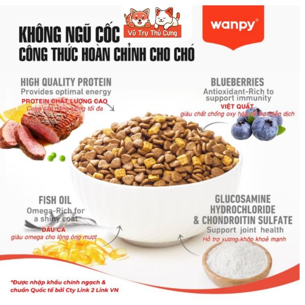 (3KG Tặng 500g) Hạt Cho Chó Wanpy / Captain Cho Chó Kén Ăn, Giúp Tăng Cân, Siêu Topping