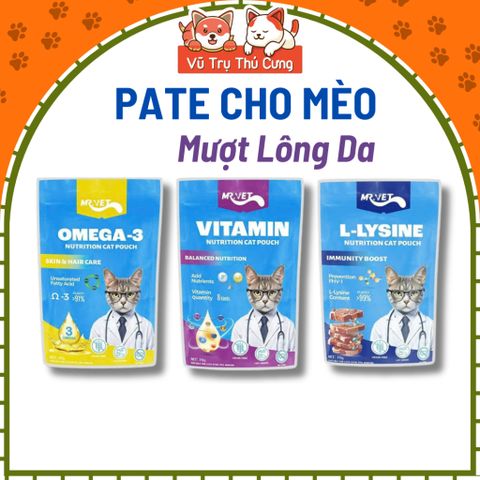 Pate Cho Mèo Hỗ Trợ Mượt Lông Da Mr.Vet 70g
