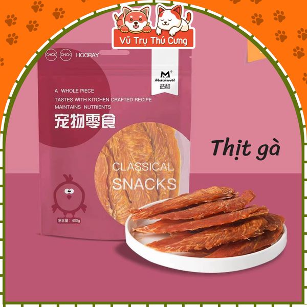 Snack Thịt Gà Sấy & Vịt Sấy Cho Chó MatchWell Túi Lớn 400g