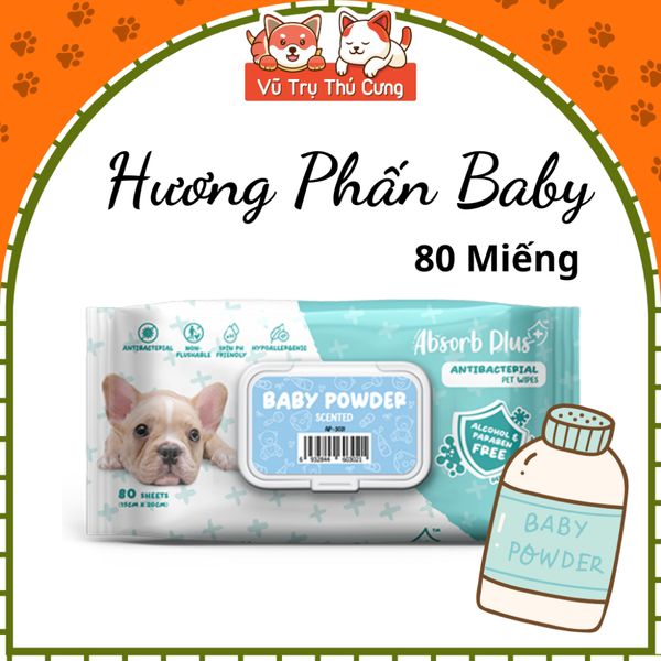 Khăn Giấy Ướt Kháng Khuẩn Vệ Sinh Cho Chó Absorb 80 Miếng