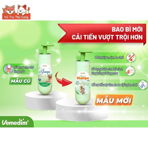 Sữa Tắm Làm Sạch Ve, Rận, Bọ Chét Cho Thú Cưng Vime Shampo Pro 300ml