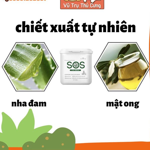 Khăn Ướt Lau Mắt / Lau Tai Cho Thú Cưng SOS 100 Miếng
