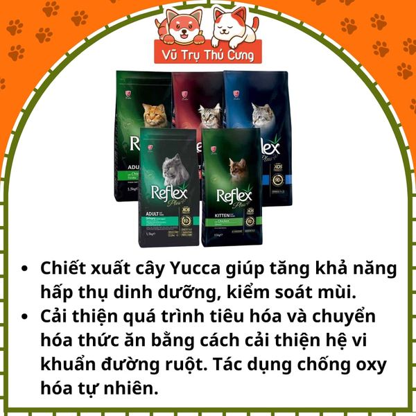 Thức ăn Hạt Reflex Plus cho Mèo 1,5Kg Nhập khẩu Châu Âu