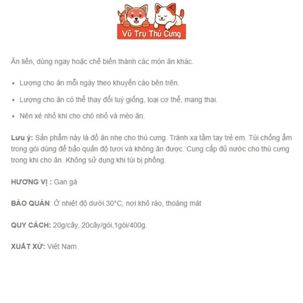 Xúc Xích Cho Chó Mèo Yummy (Túi 20 Cây)