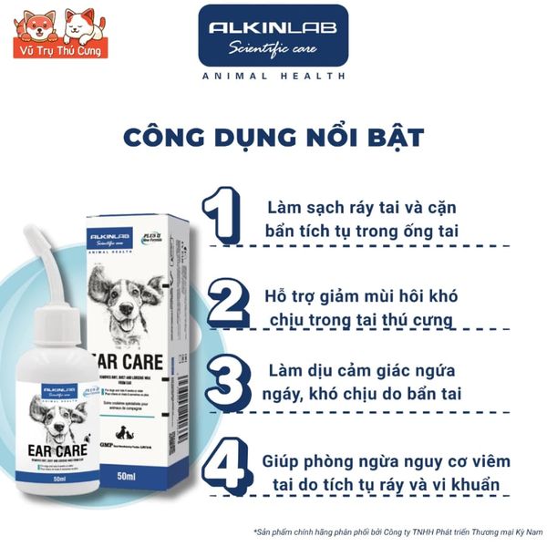 Dung Dịch Vệ Sinh Tai Cho Chó Mèo Alkin Ear Care 50ml