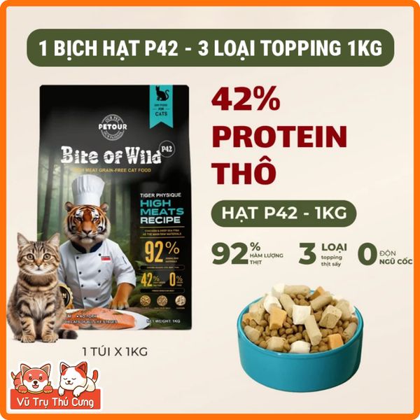 (Mua 1 Tặng 4) Thức Ăn Cho Mèo Bite Of Wild 1Kg Cao Cấp Giàu Đạm, Không Độn Ngũ Cốc-Nhiều Thịt