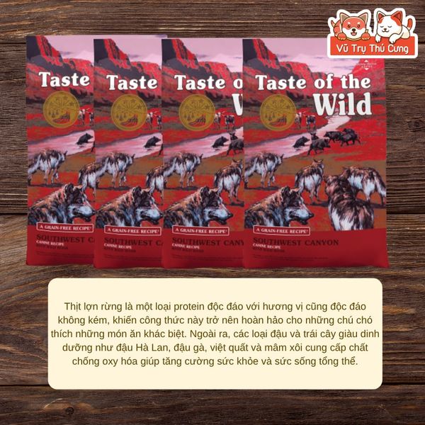 Hạt Cho Chó Taste Of The Wild 2KG Xuất Xứ Hoa Kỳ Dành Cho Chó Kén Ăn, Không Ngũ Cốc Và Giàu Protein