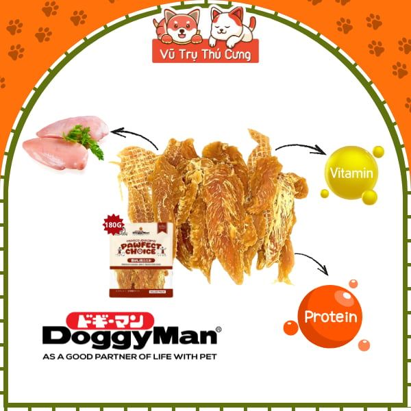 Snack Gà Sấy Miếng Cho Chó DoggyMan Perfect Choice 180g