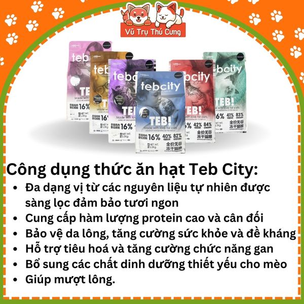 Hạt Cho Mèo Tebcity Không Độn Ngũ Cốc, Topping Gà Sấy 1Kg
