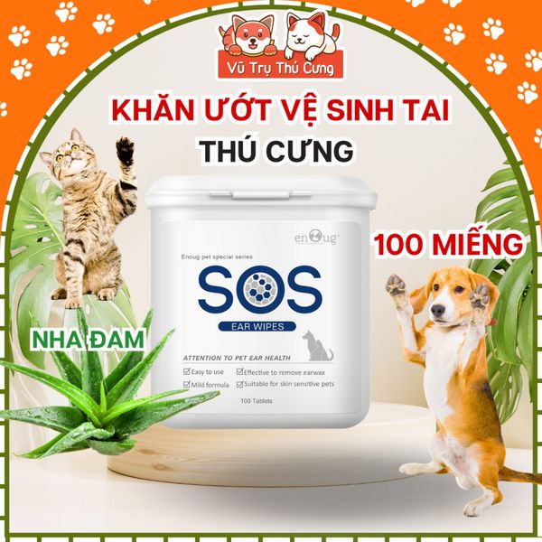 Khăn Ướt Vệ Sinh Tai Cho Chó Mèo SOS 100 miếng