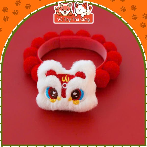 Vòng Cổ Cho Chó Mèo Tết Cổ Truyền Họa Tiết Con Lân