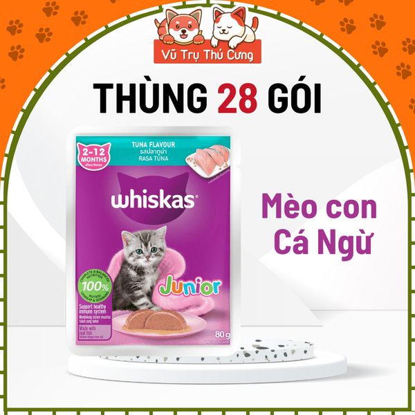 Thùng 28 Gói Pate Cho Mèo Whiskas 80g