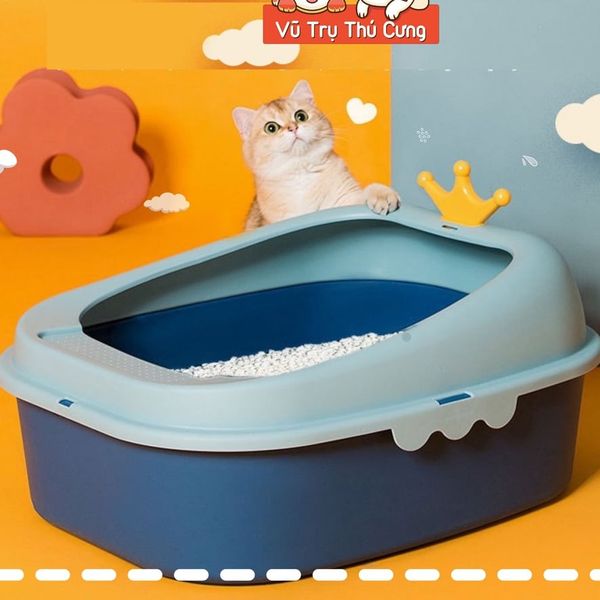 Khay cát vệ sinh cho mèo chống văng cát size lớn, tặng xẻng hốt phân (Họa tiết con Vịt)