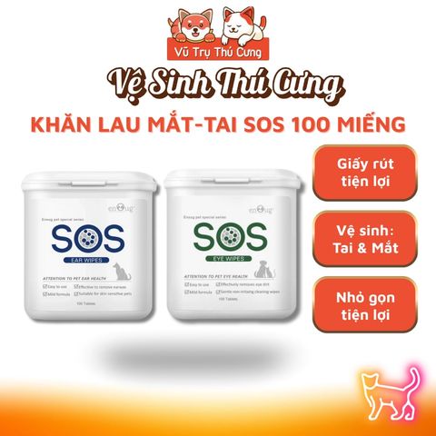 Khăn Ướt Lau Mắt / Lau Tai Cho Thú Cưng SOS 100 Miếng