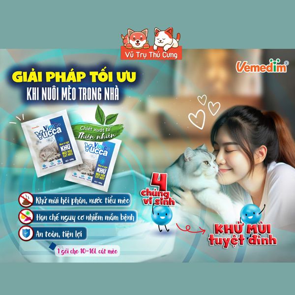 Men Vi Sinh Khử Mùi Hôi Cát Mèo, Giảm Vi Khuẩn Vime Yucca 100g2