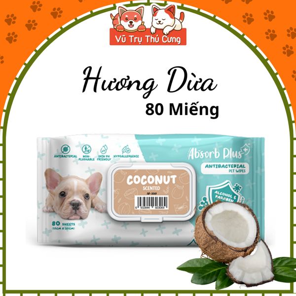 Khăn Giấy Ướt Kháng Khuẩn Vệ Sinh Cho Chó Absorb 80 Miếng