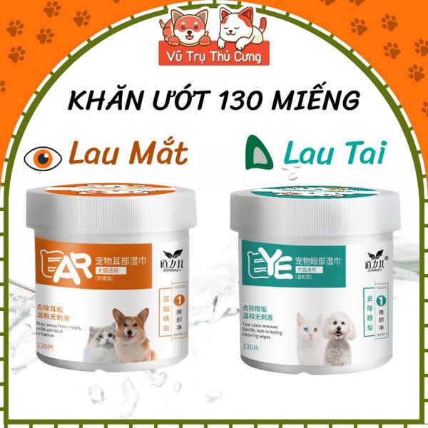 Khăn ướt lau mắt, lau tai cho Thú cưng hộp 130 miếng