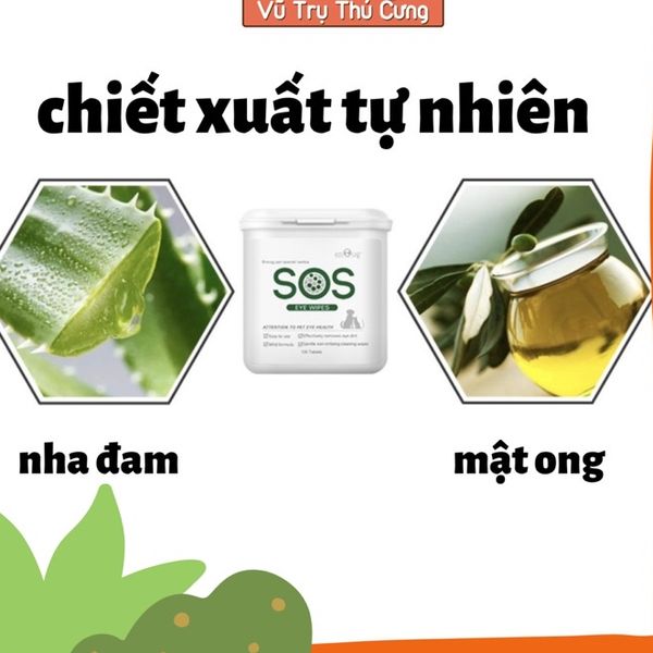 Khăn Ướt Lau Mắt Cho Thú Cưng SOS 100 miếng