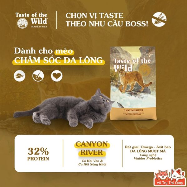 Hạt Cho Mèo Taste Of The Wild Cao Cấp Túi 2KG Sản Xuất Tại Mỹ, Giàu Omega Và Hàm Lượng Đạm Cao
