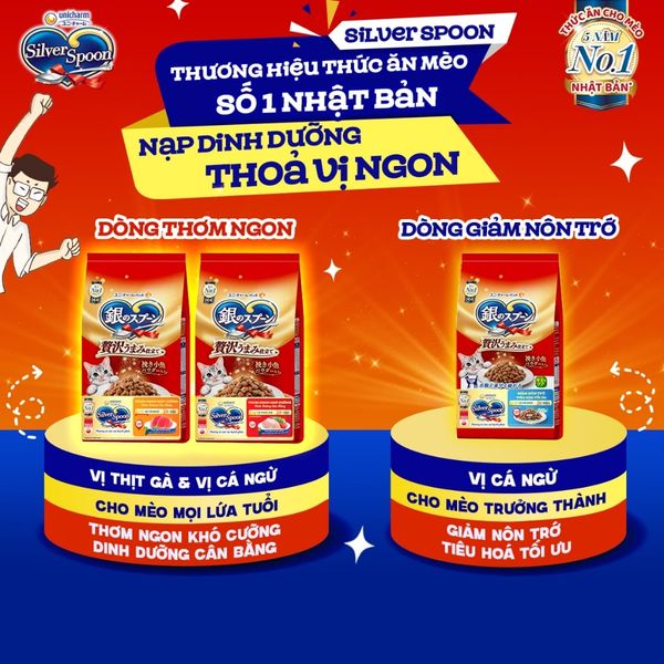 Thức Ăn Hạt Cho Mèo Silver Spoon Nhật Bản 1Kg Giàu Dinh Dưỡng