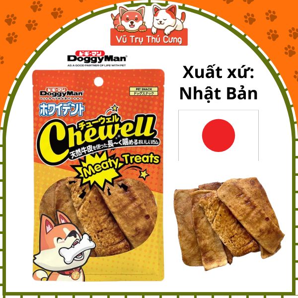 Snack Thưởng Cho Chó Thịt Cốt Lết Da Bò Doggyman Nhật Bản – Gói 10 Miếng