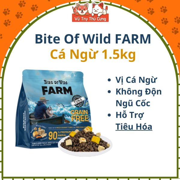 Thức Ăn Hạt Cho Mèo Bite Of Wild Farm Topping Cá Ngừ 1,5kg Hỗ Trợ Tiêu Hóa, Miễn Dịch, Sức Khỏe Toàn Diện2