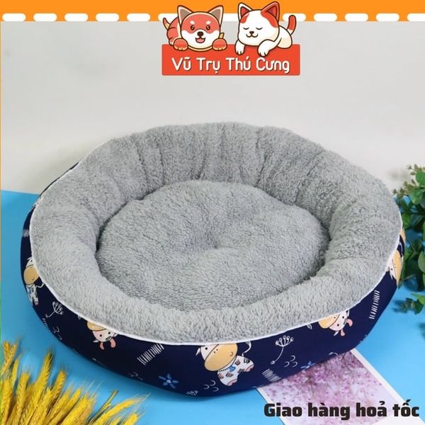 Nệm Ngủ Cho Chó Mèo Chất Liệu Nhung Êm Ái, Họa Tiết Đáng Yêu 50cm
