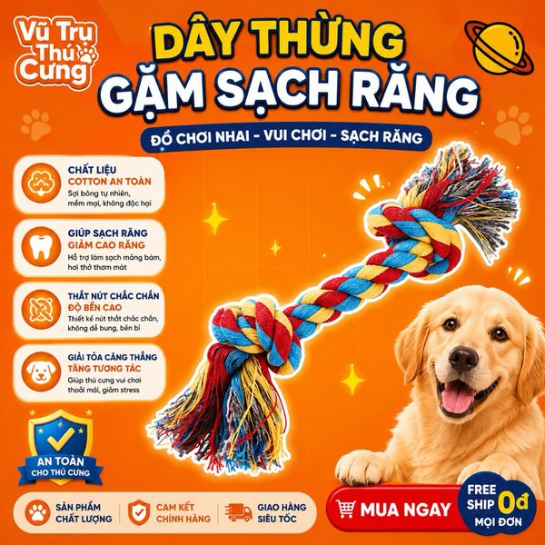 Đồ Chơi Dây Thừng Gặm Sạch Răng Cho Chó (màu ngẫu nhiên)