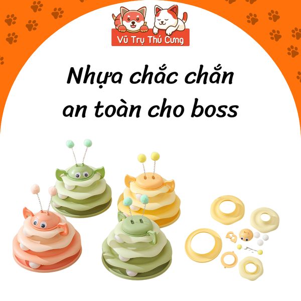 Đồ Chơi Cho Mèo-Tháp Banh 3 Tầng Có Lò Xo2