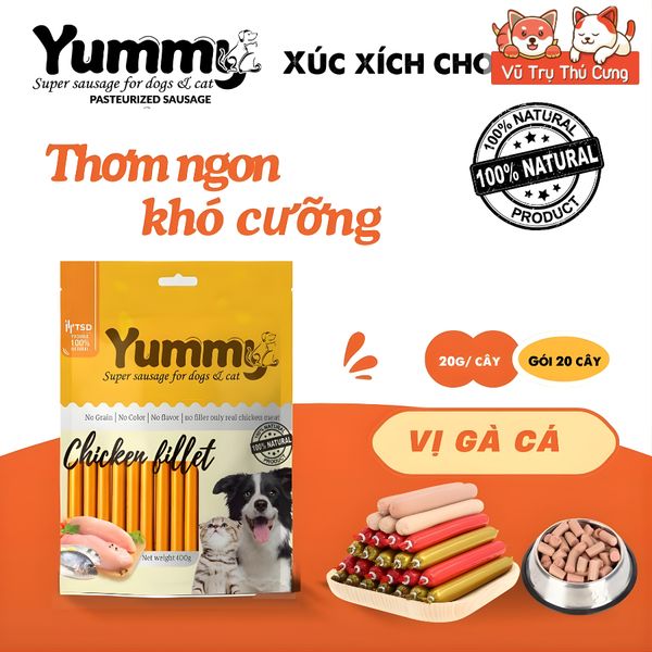 Xúc Xích Cho Chó Mèo Yummy (Túi 20 Cây)